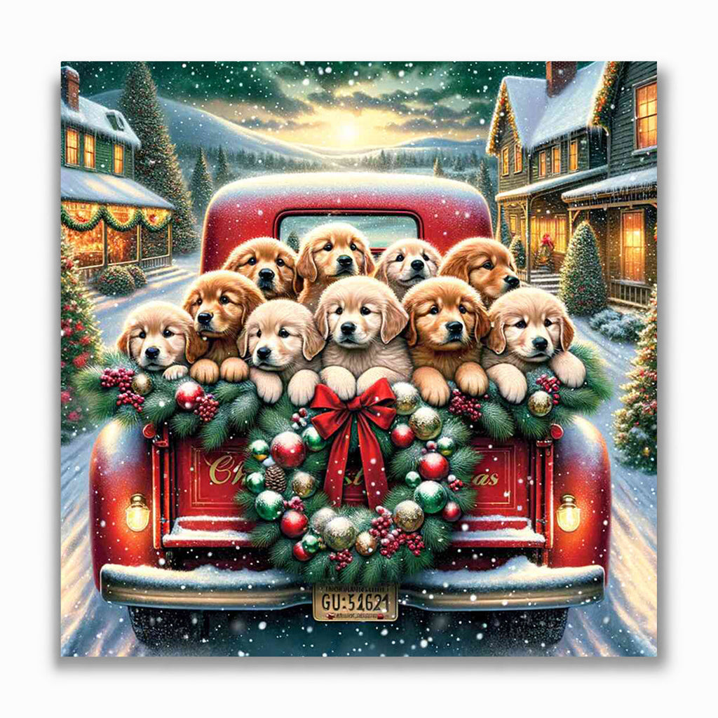 Malen nach Zahlen - Goldenretriever Weihnachten