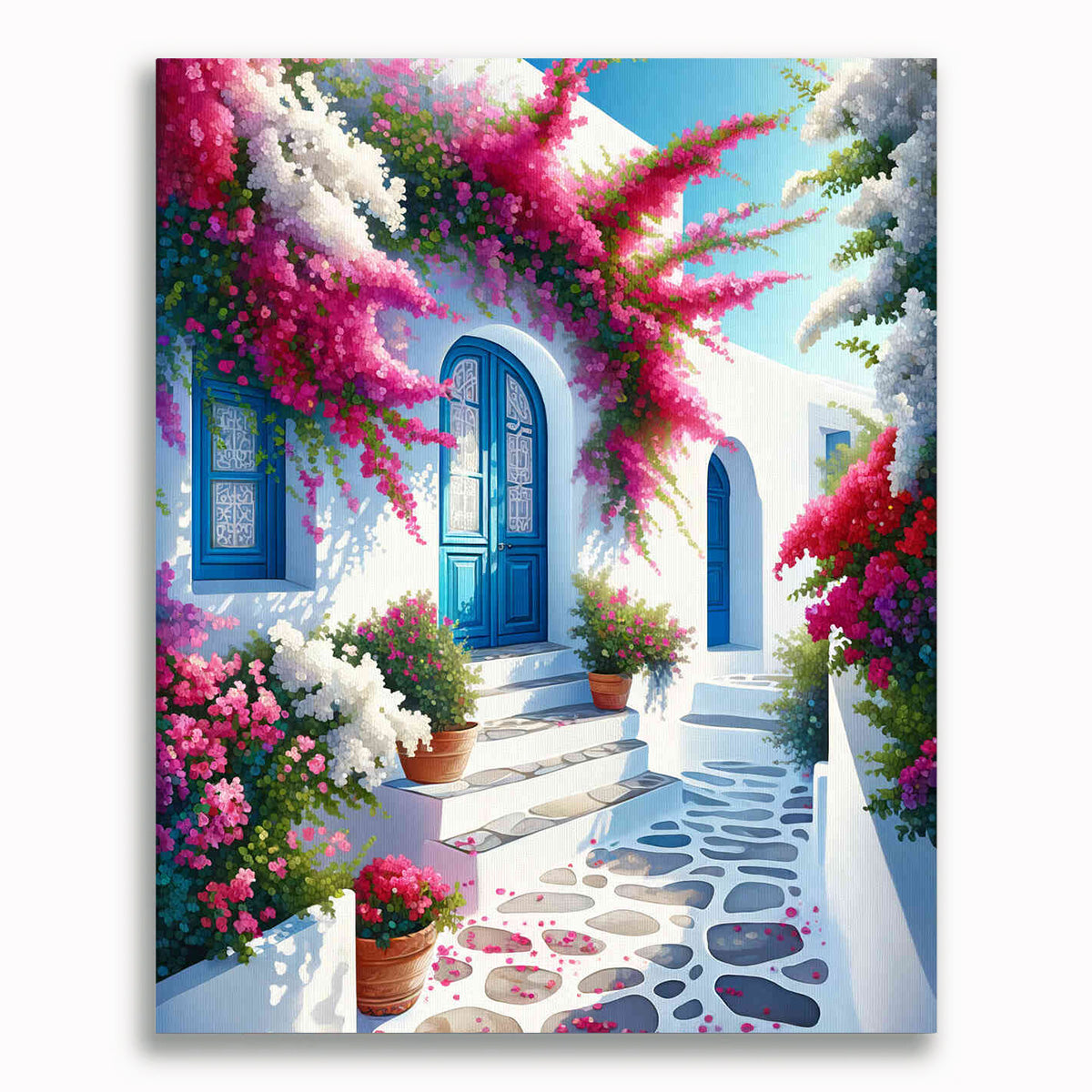 Malen nach Zahlen - Griechisches Blumenhaus