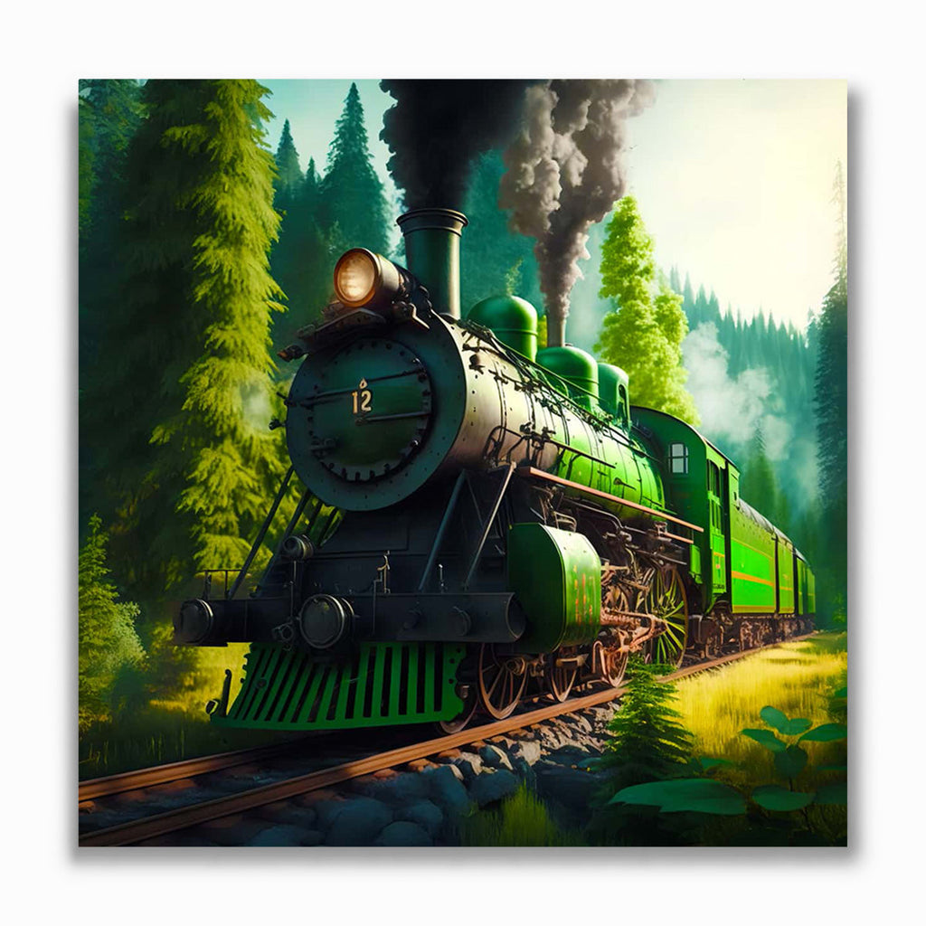 Malen nach Zahlen - Grüner Zug im Wald