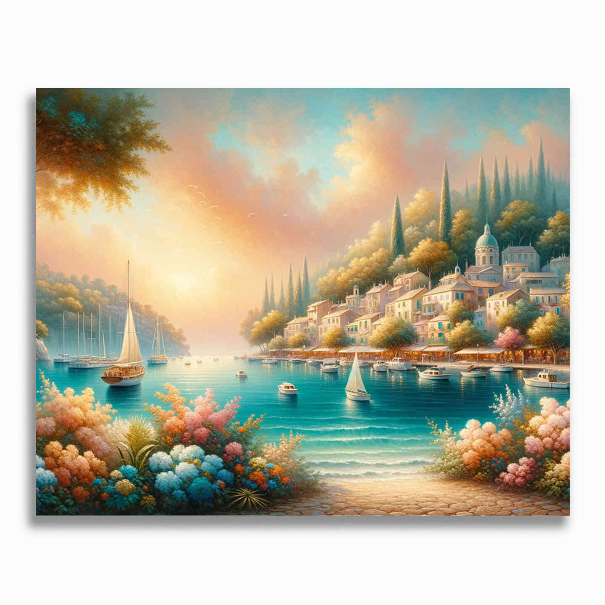 Malen nach Zahlen - Hafenstädtchen, Mediterran