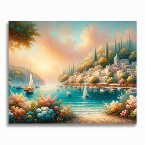 Malen nach Zahlen - Hafenstädtchen, Mediterran