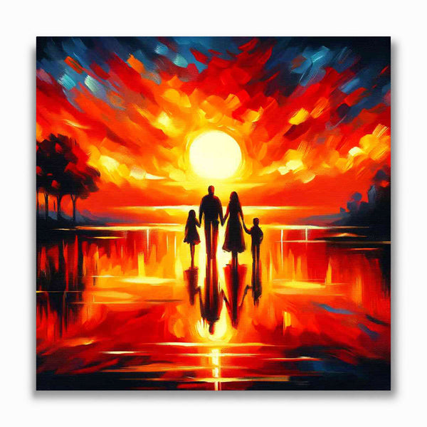 Malen nach Zahlen - Happy Family, Sonnenuntergang