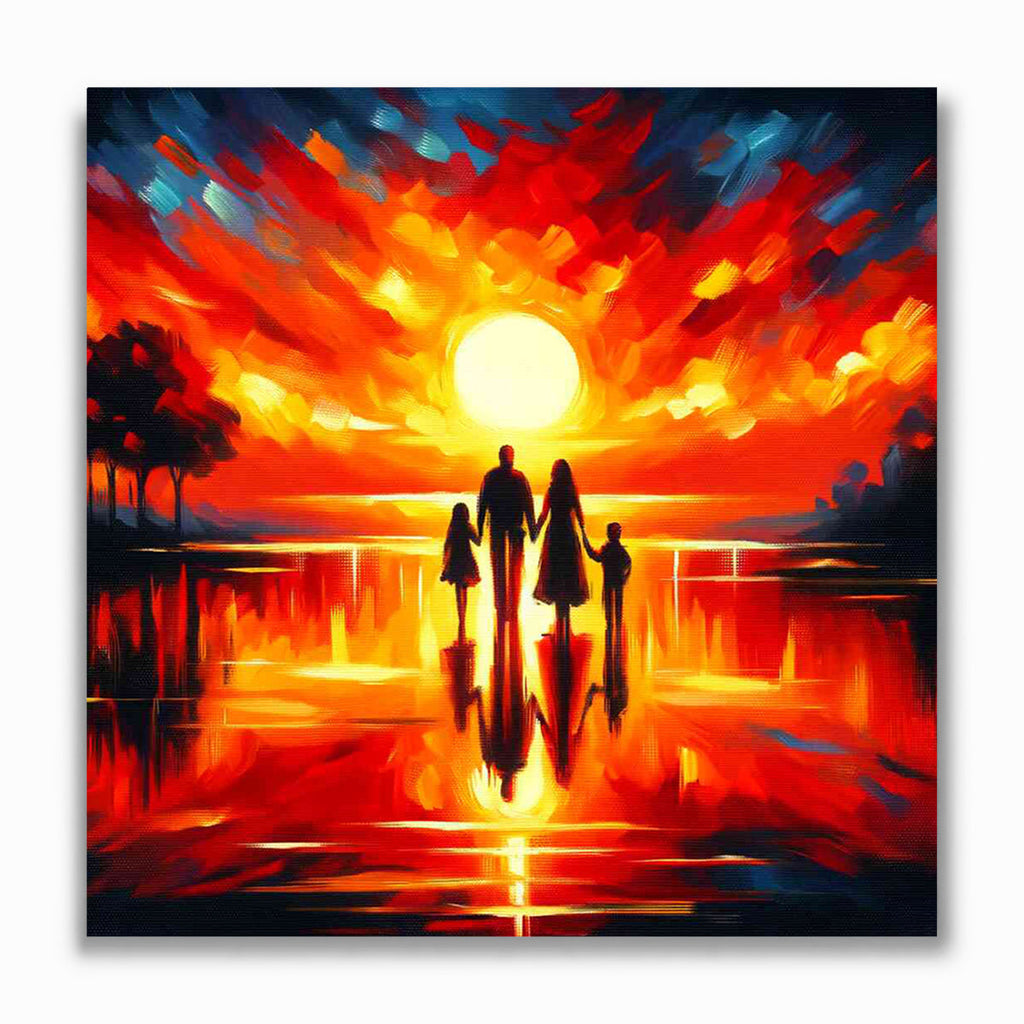 Malen nach Zahlen - Happy Family, Sonnenuntergang