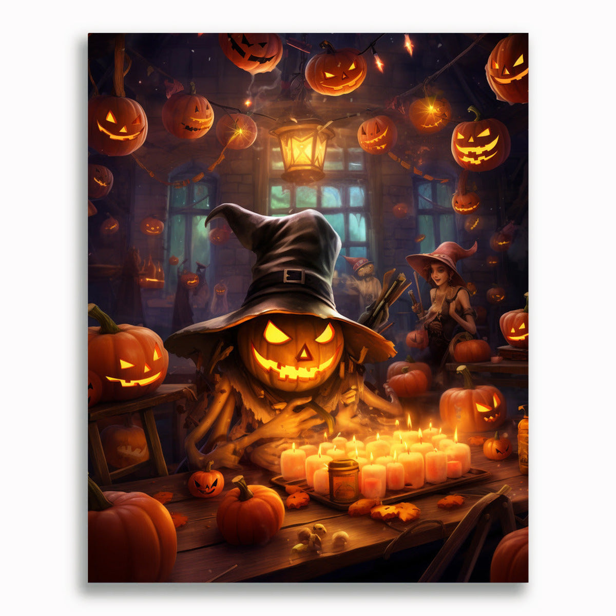 Malen nach Zahlen - Happy Halloween, Kürbis und Fledermaus