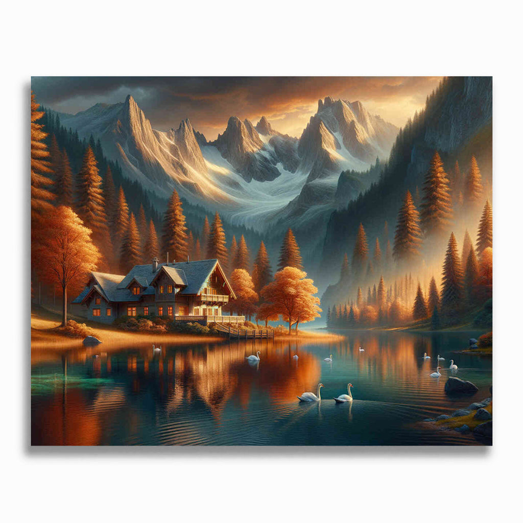 Malen nach Zahlen - Haus am Bergrand