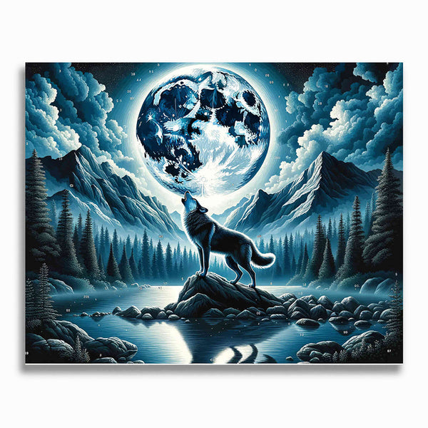 Malen nach Zahlen - Heulender Wolf Vollmond
