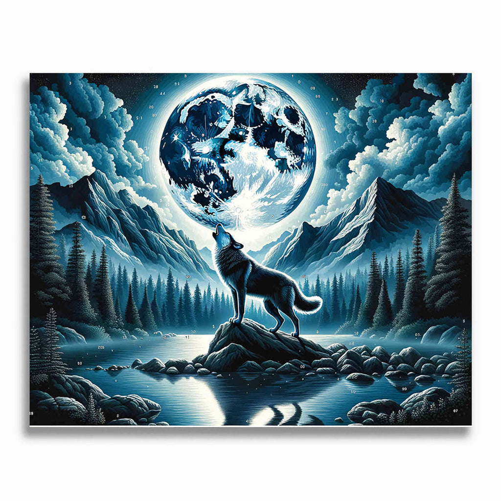 Malen nach Zahlen - Heulender Wolf Vollmond