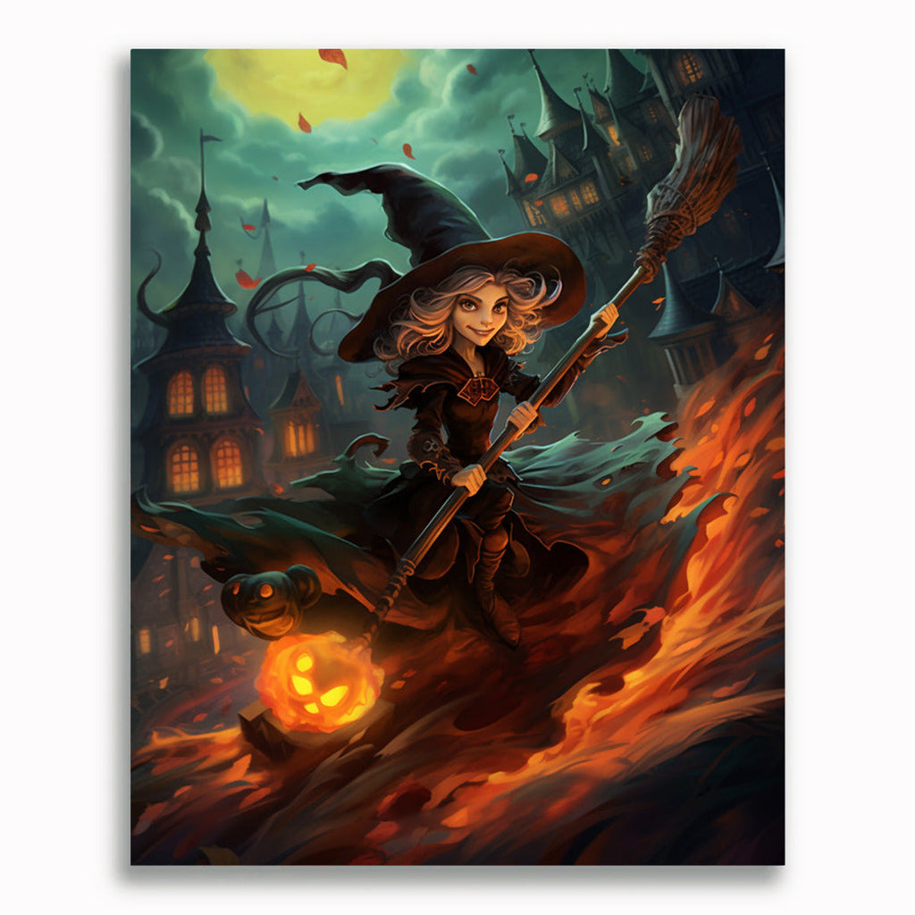 Malen nach Zahlen - Hexe auf Besen