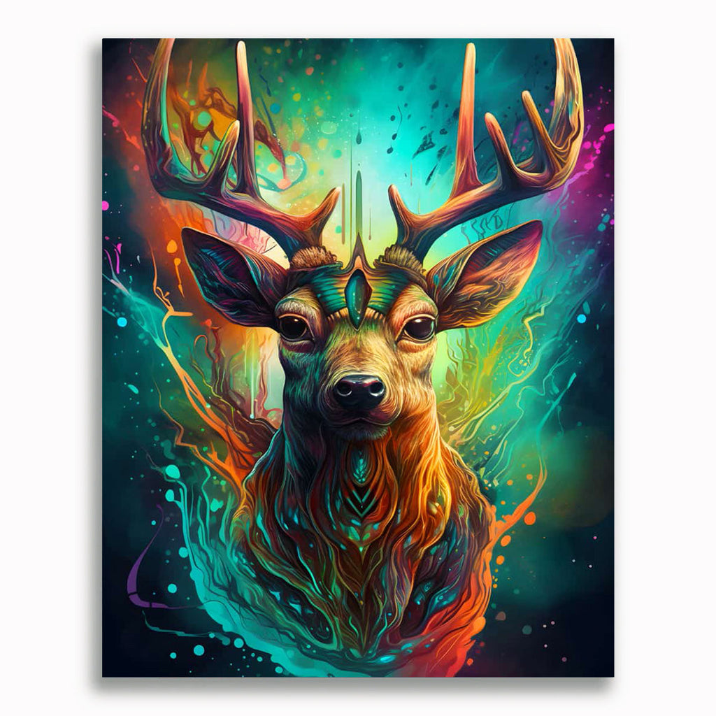 Malen nach Zahlen - Hirsch Portrait bunt