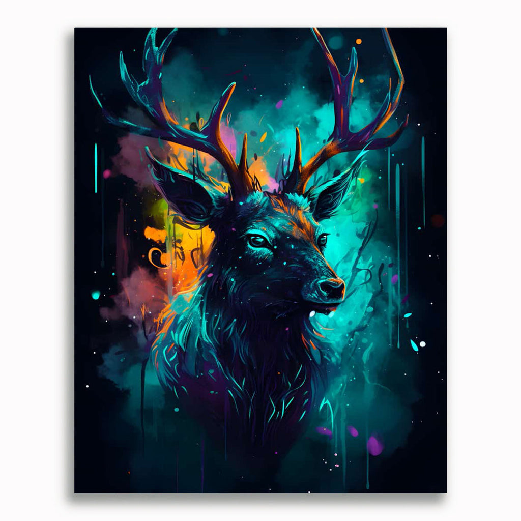 Malen nach Zahlen - Hirsch Portrait in der Nacht
