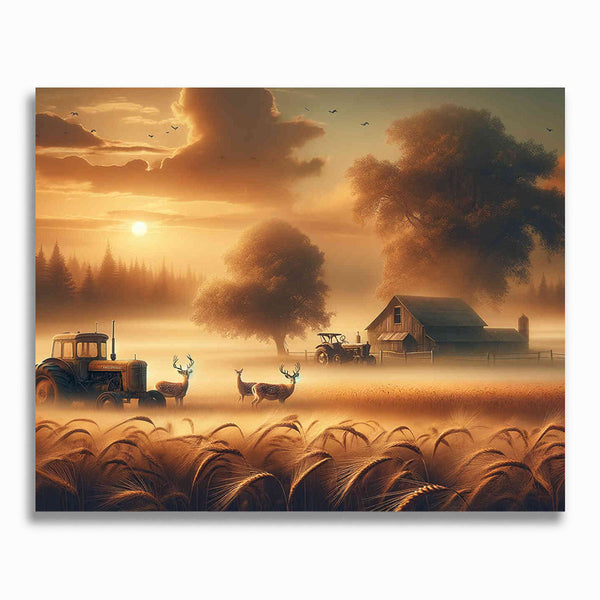 Malen nach Zahlen - Hirsche, Traktor