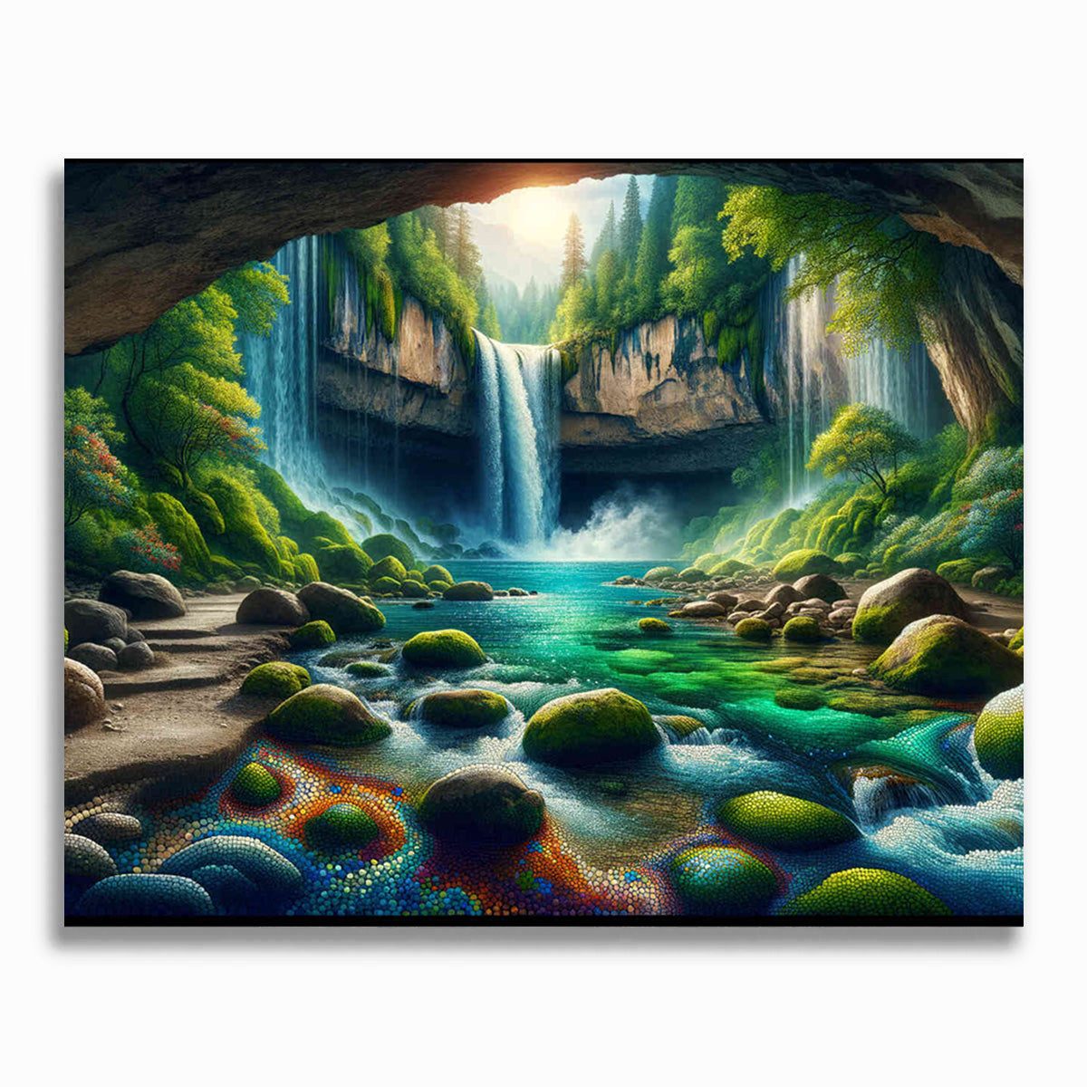 Malen nach Zahlen - Höle mit Wasserfall
