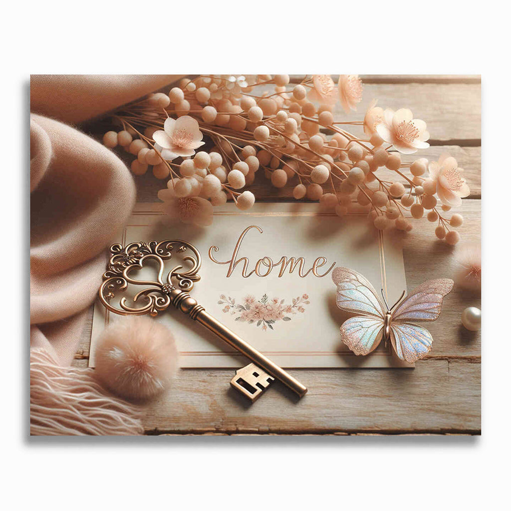 Malen nach Zahlen - Home Holz mit Schlüssel