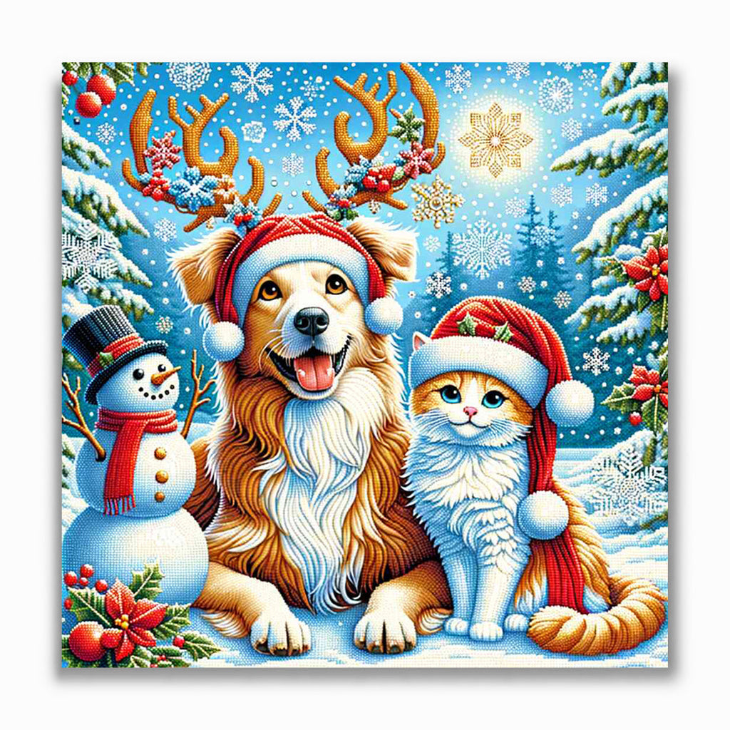 Malen nach Zahlen - Hund und Katze Winter