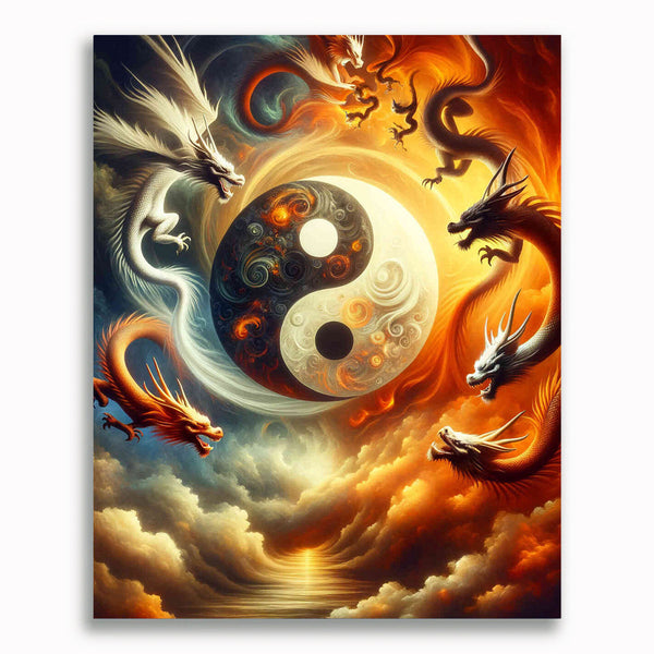 Malen nach Zahlen - Yin und Yang Drachen