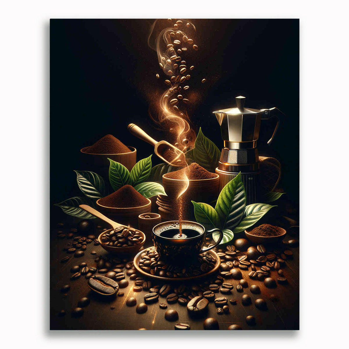 Malen nach Zahlen - Kaffebohnen, gemahlen