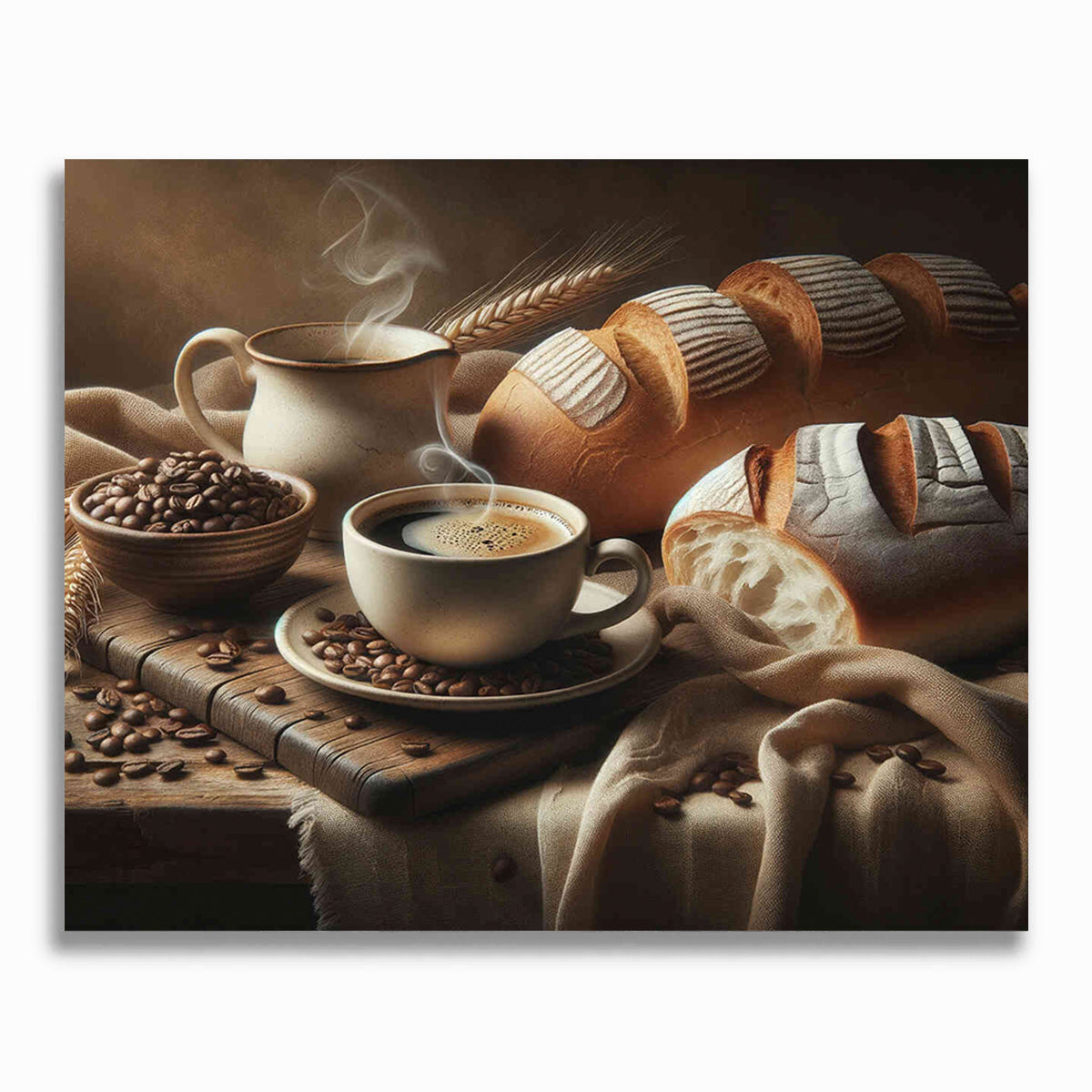 Malen nach Zahlen - Kaffee und Brot