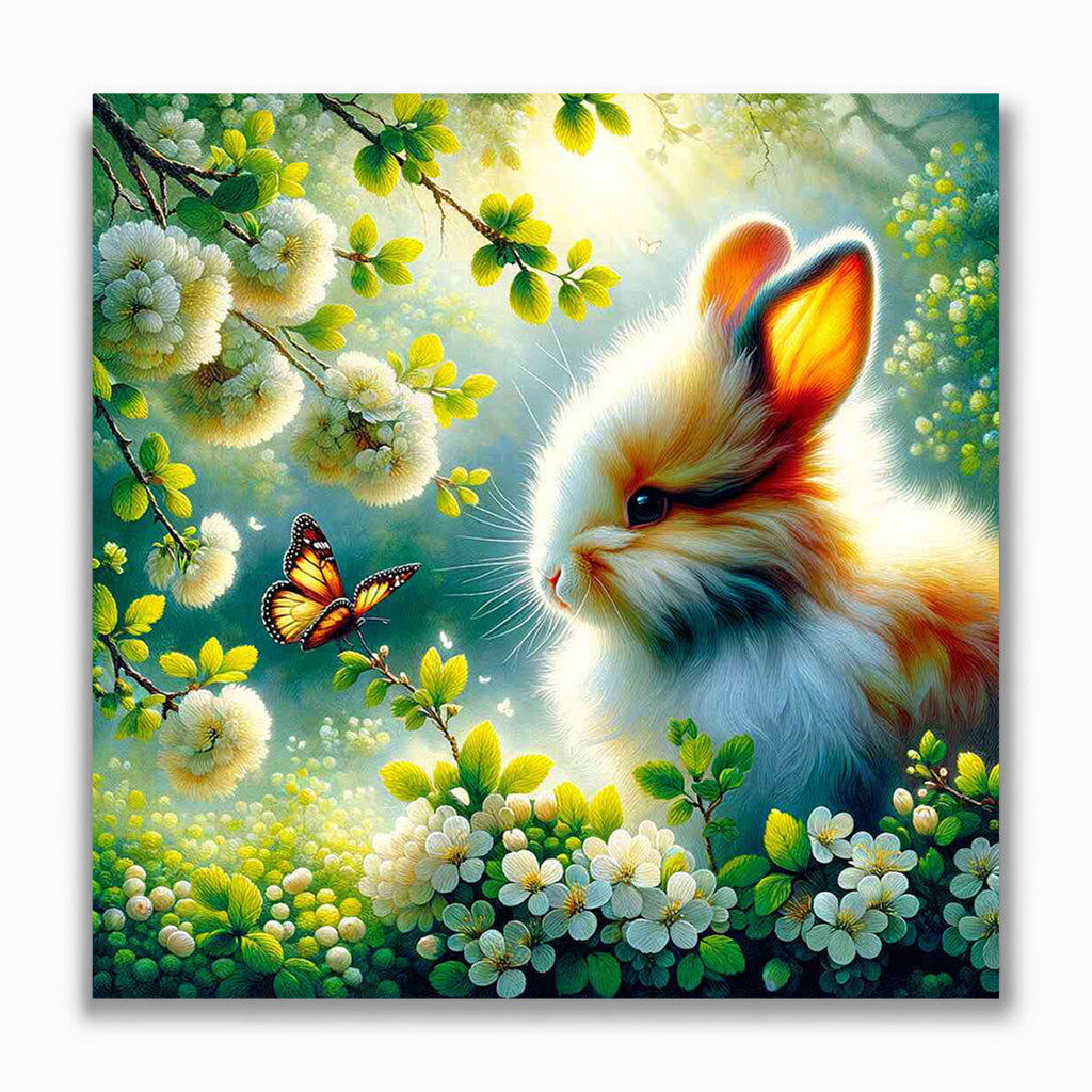 Malen nach Zahlen - Kaninchen mit Schmetterling