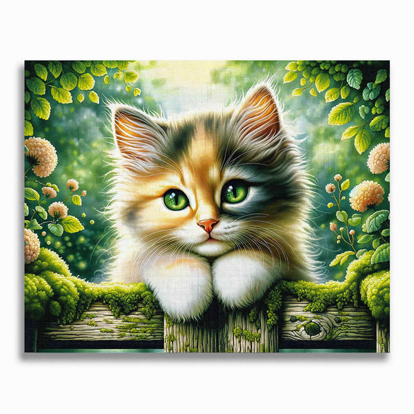 Malen nach Zahlen - Katze am Gartentor
