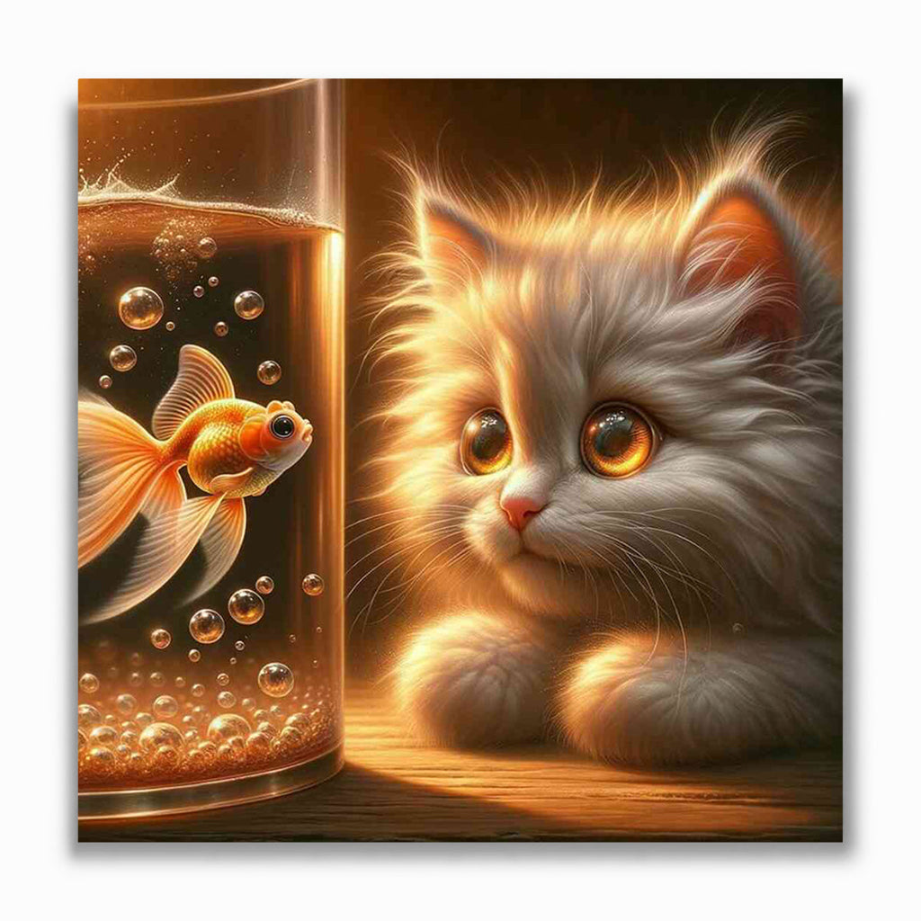 Malen nach Zahlen - Katze Goldfisch