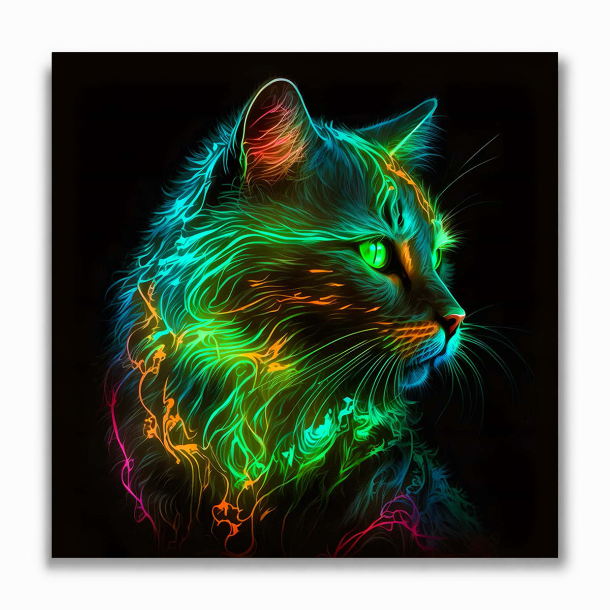Malen nach Zahlen - Katze Neon Grün