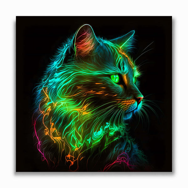 Malen nach Zahlen - Katze Neon Grün