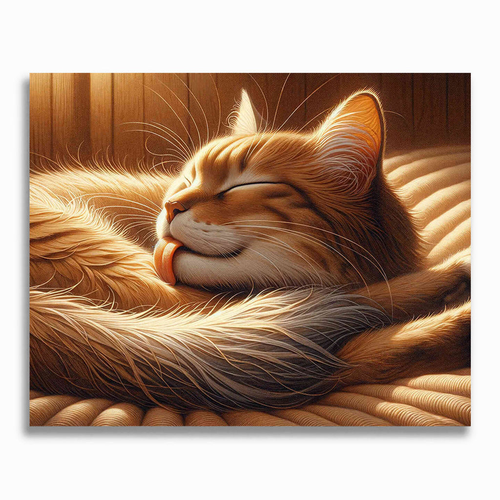 Malen nach Zahlen - Katze putzt sich