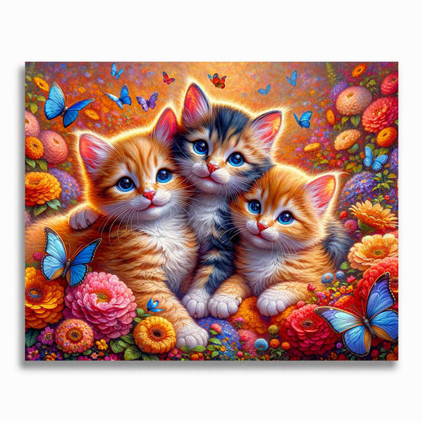 Malen nach Zahlen - Katzen Familie