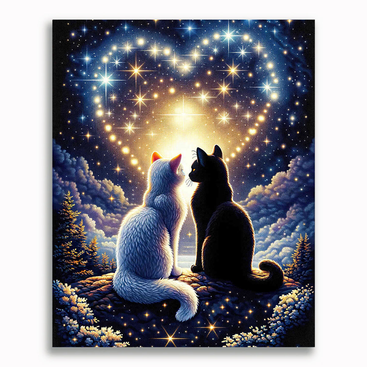 Malen nach Zahlen - Katzenpärchen Schwarz und Weiß