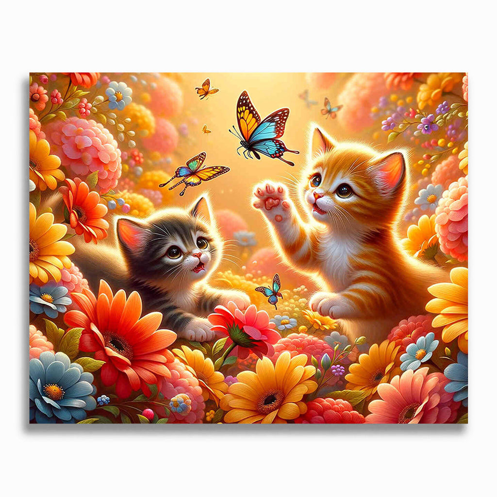Malen nach Zahlen - Kitten fangen Schmetterling