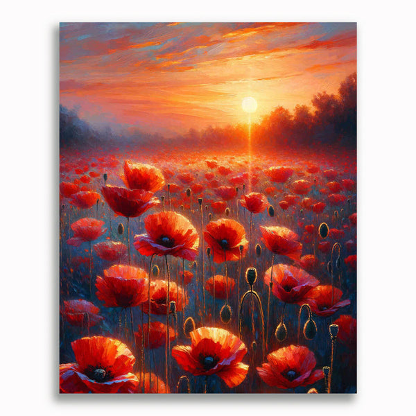 Malen nach Zahlen - Klatschmohn im Abendrot