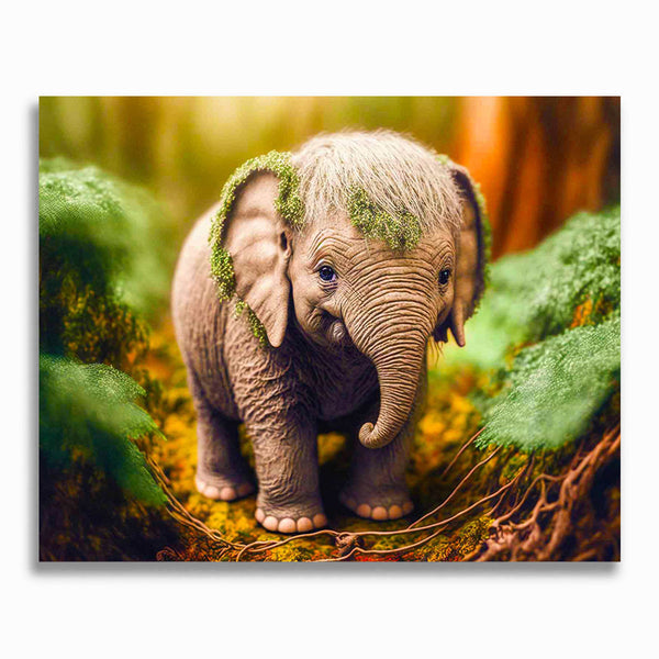 Malen nach Zahlen - Kleiner Elefant im Wald