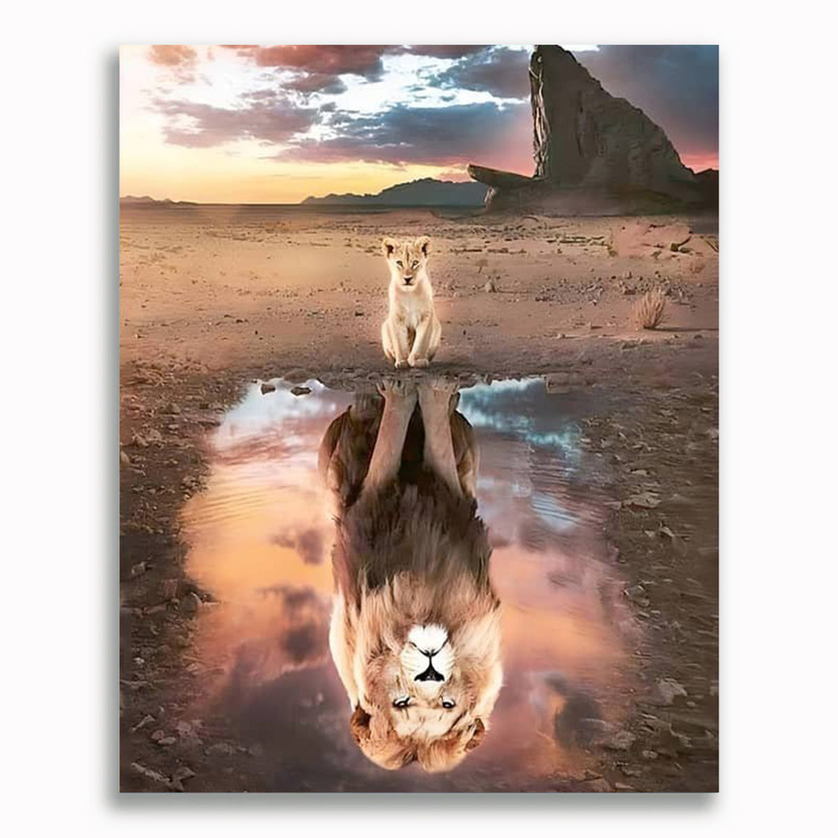 Malen nach Zahlen - Kleiner Löwe, Spiegelbild