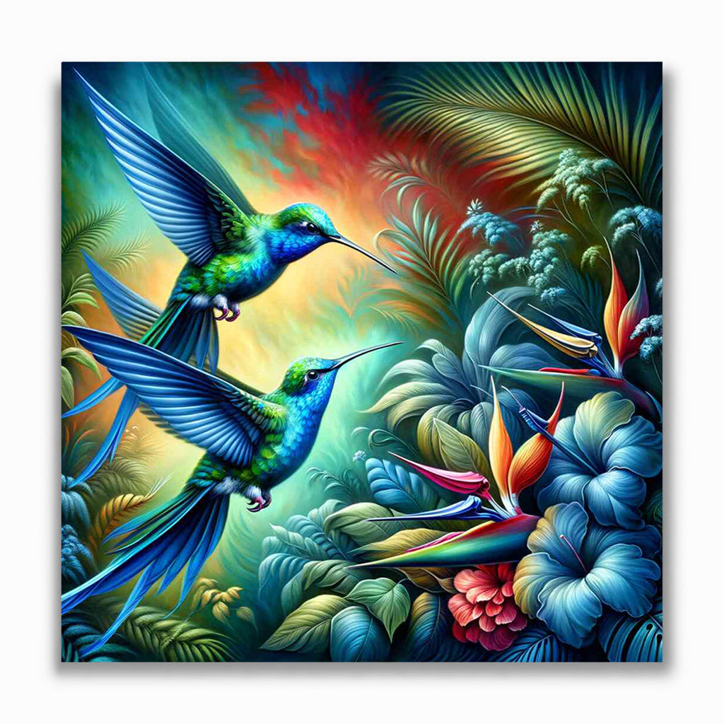 Malen nach Zahlen - Kolibri in Blau und Grün