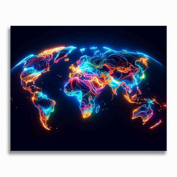 Malen nach Zahlen - Leuchtende Kontinente