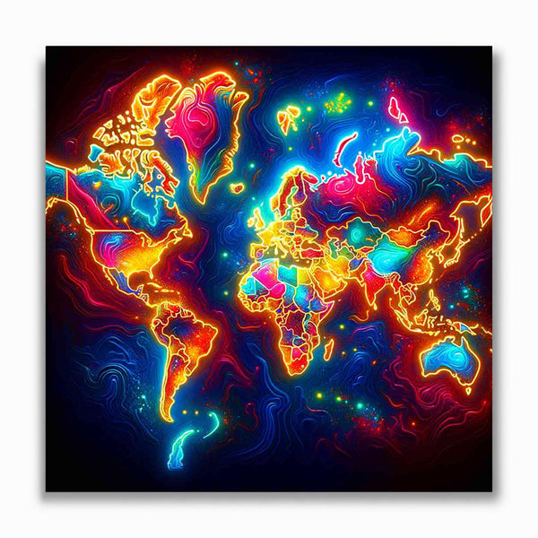 Malen nach Zahlen - Leuchtende Weltenkarte