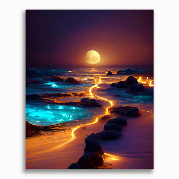 Malen nach Zahlen - Lichtweg am Strand