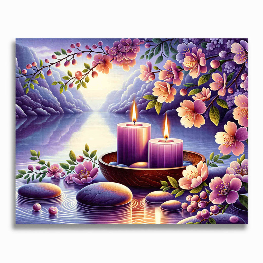 Malen nach Zahlen - Lila Entspannungskerzen