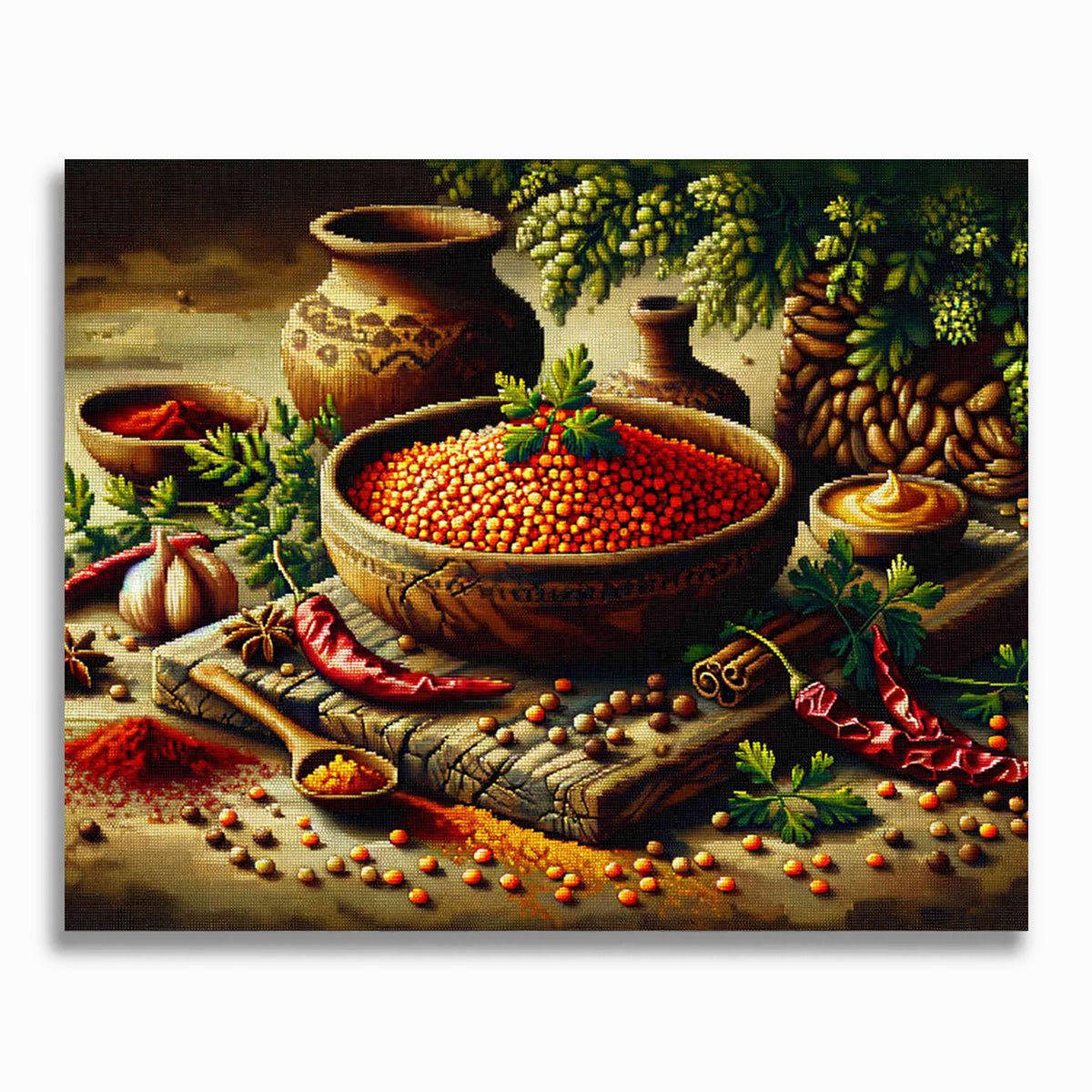 Malen nach Zahlen - Linsengericht und Gewürze