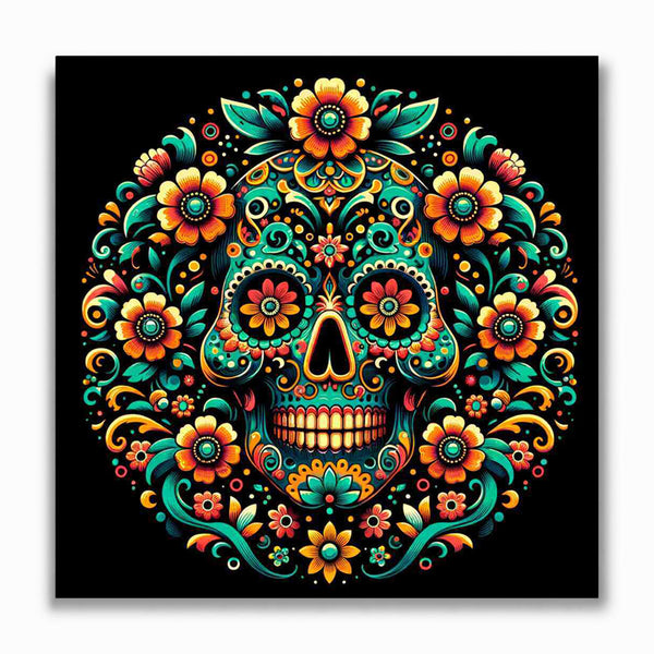 Malen nach Zahlen - Los Muertos, Blumen und Totenkopf