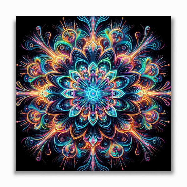 Malen nach Zahlen - Mandala bunt auf Schwarz