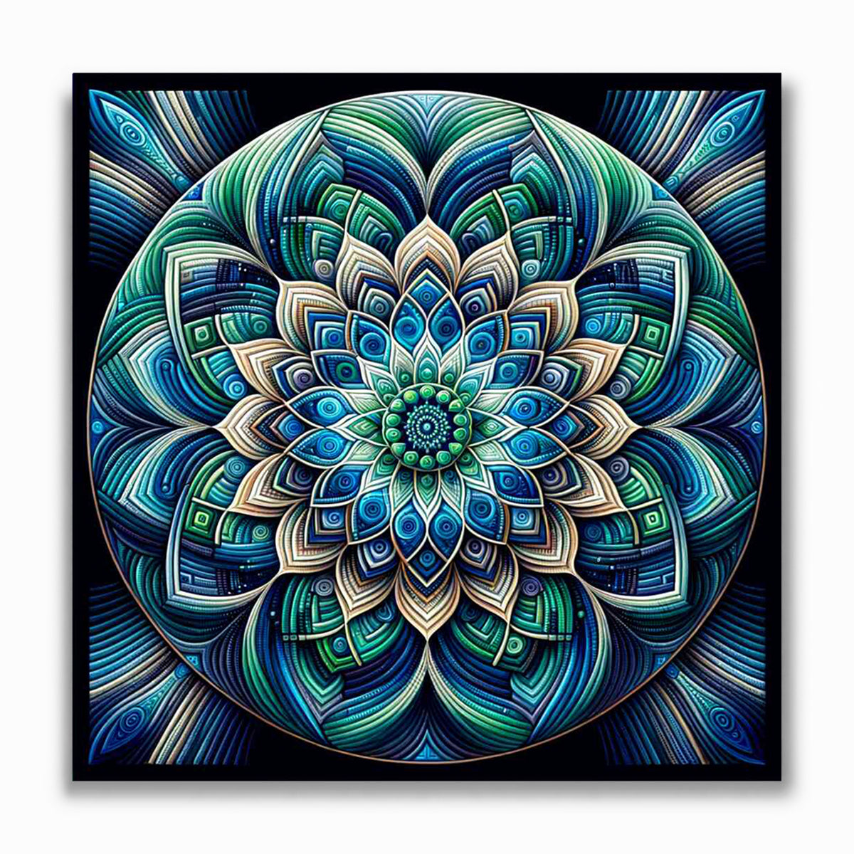 Malen nach Zahlen - Mandala in Grün und Blau