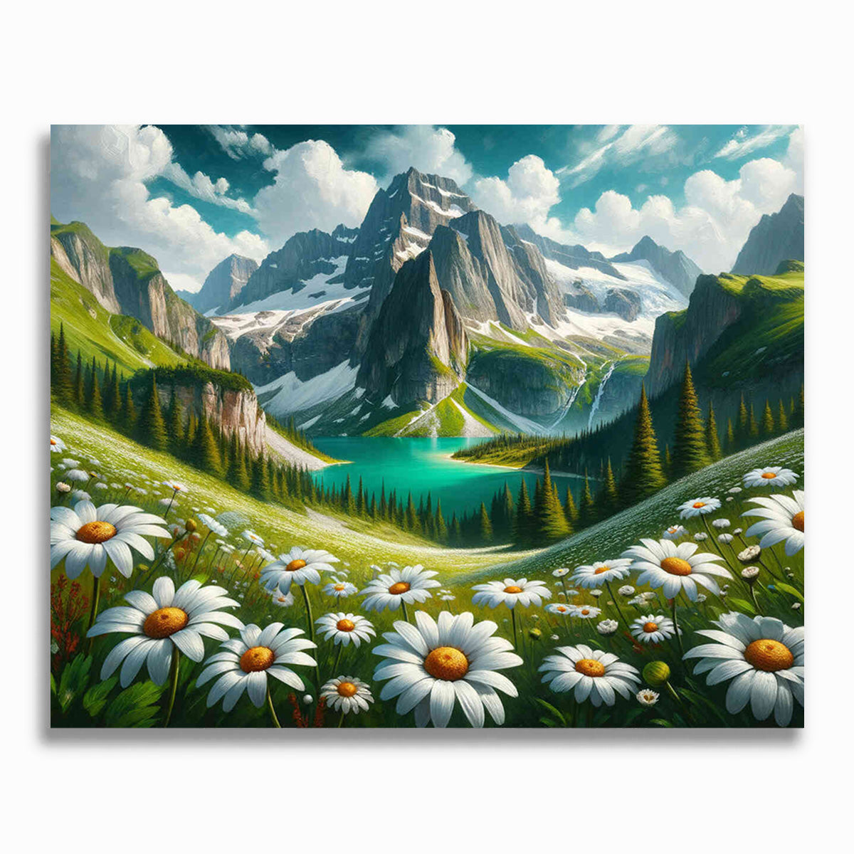 Malen nach Zahlen - Margeritenwiese in den Bergen