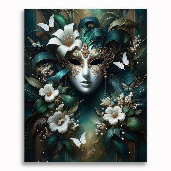 Malen nach Zahlen - Maske und Blumen