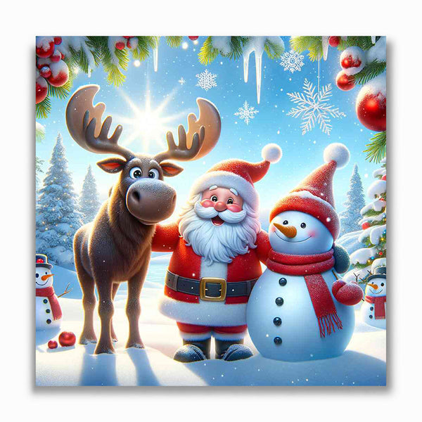Malen nach Zahlen - Merry Christmas, Elch und Schneemann