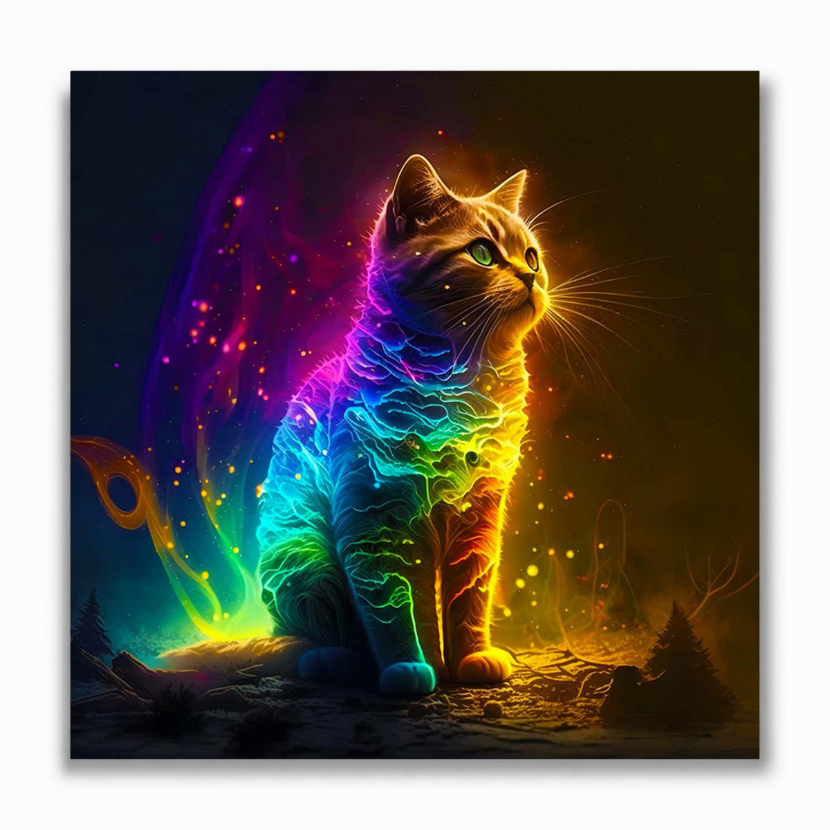 Malen nach Zahlen - Neon Katze im Weltall