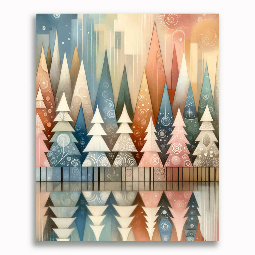 Malen nach Zahlen - Neun Tannenbäume