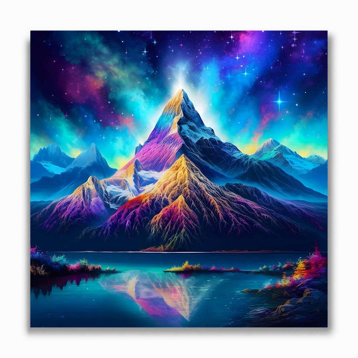 Malen nach Zahlen - Nordlichter über Berg