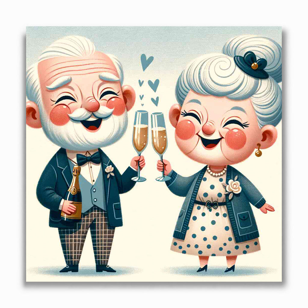 Malen nach Zahlen - Opa und Oma mit Glas