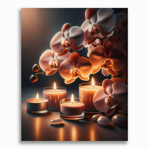 Malen nach Zahlen - Orchidee Teelichter Pfirsichfarben